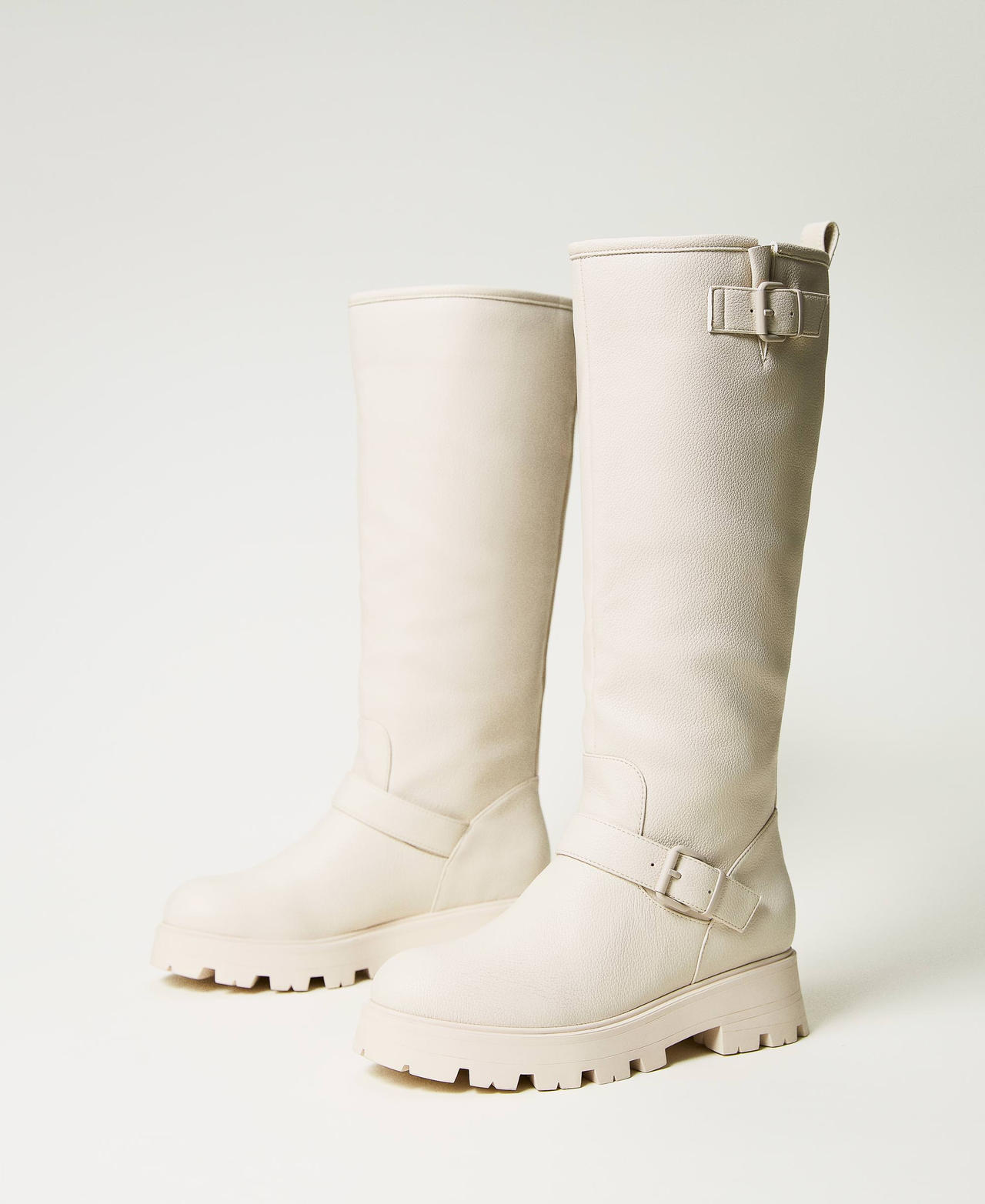MYFO biker boots with buckles White Snow Woman 232AQP770_00282_02