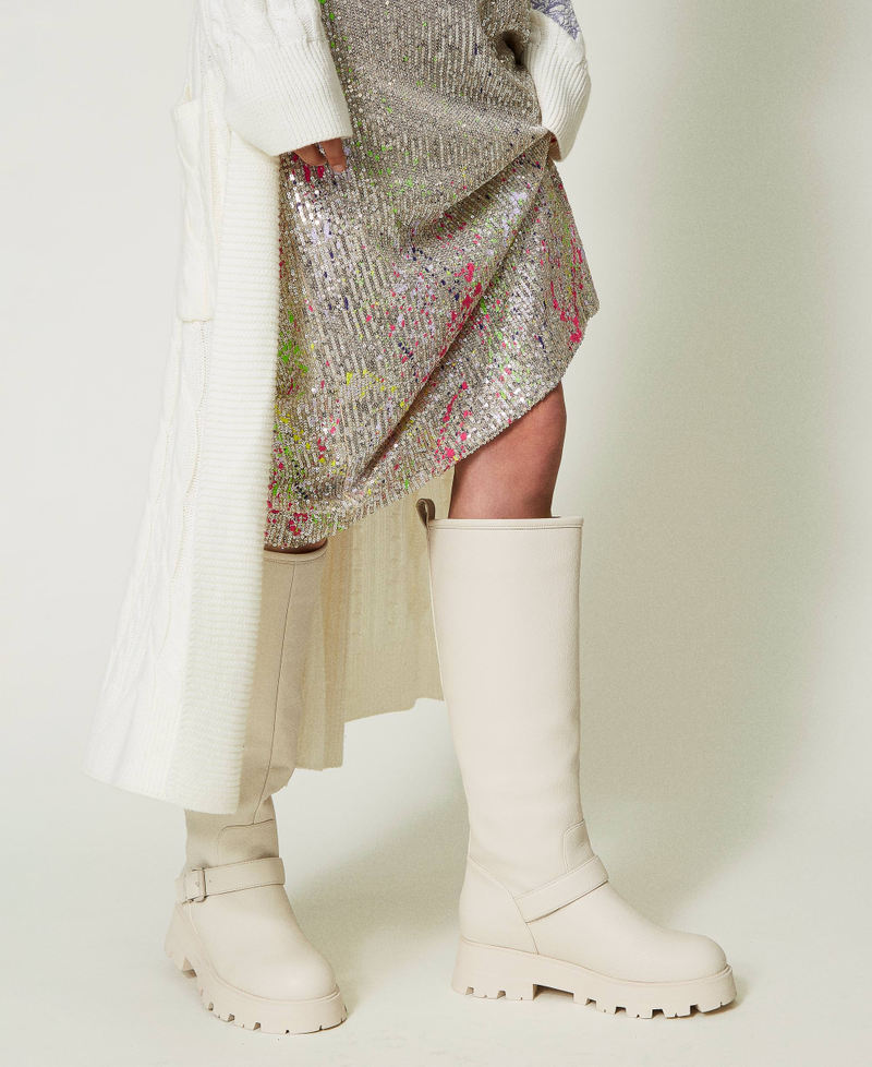 MYFO biker boots with buckles White Snow Woman 232AQP770_00282_S0