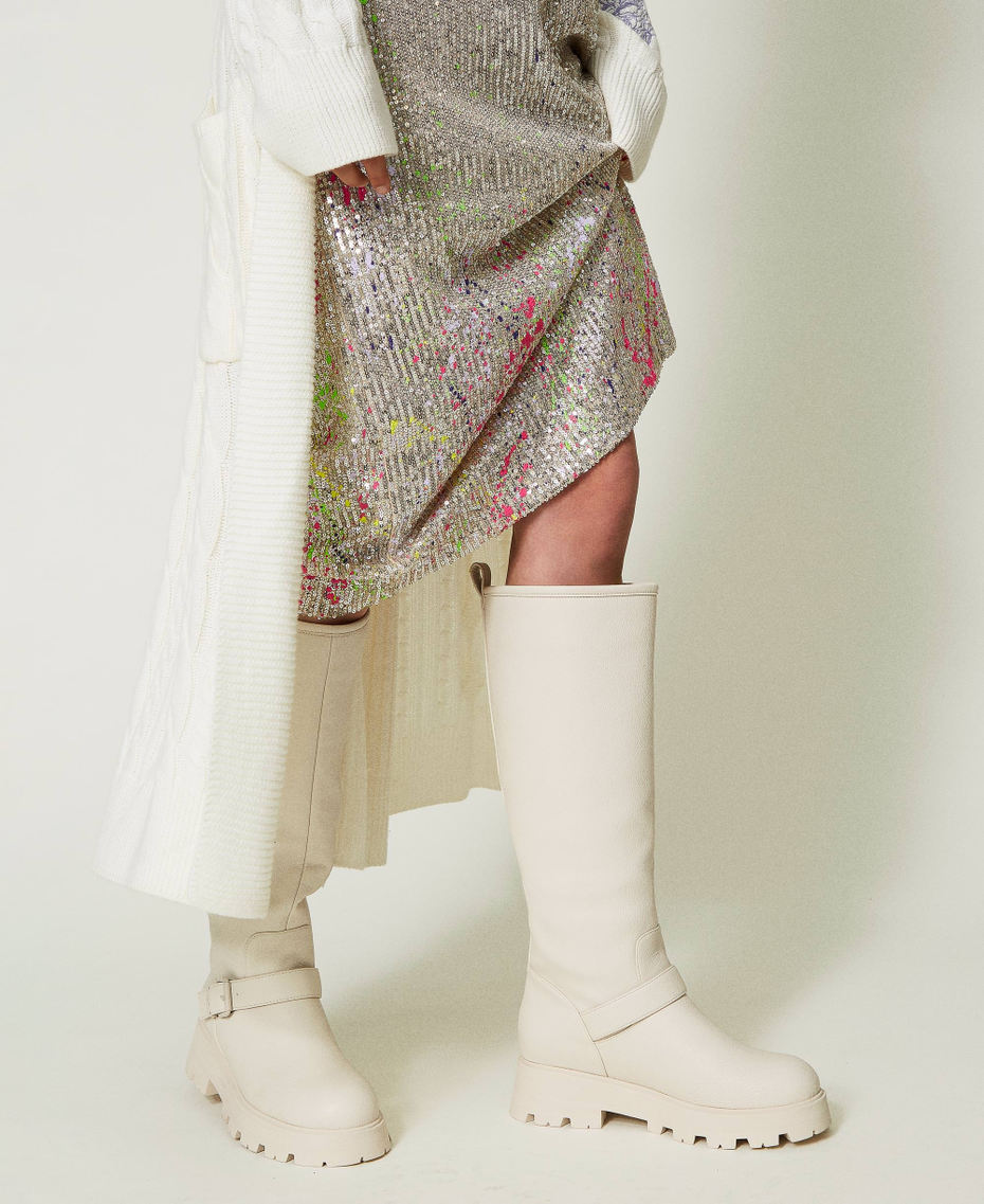 MYFO biker boots with buckles White Snow Woman 232AQP770_00282_S0