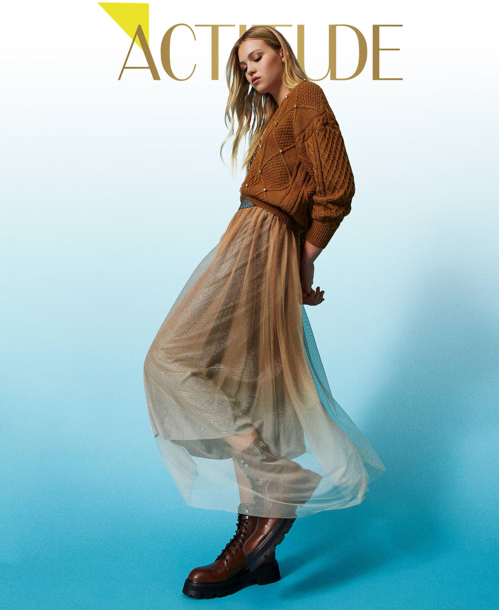 Falda de tul con estampado degradado Avellana Irish Cream Mujer 232AT2010_00790_01