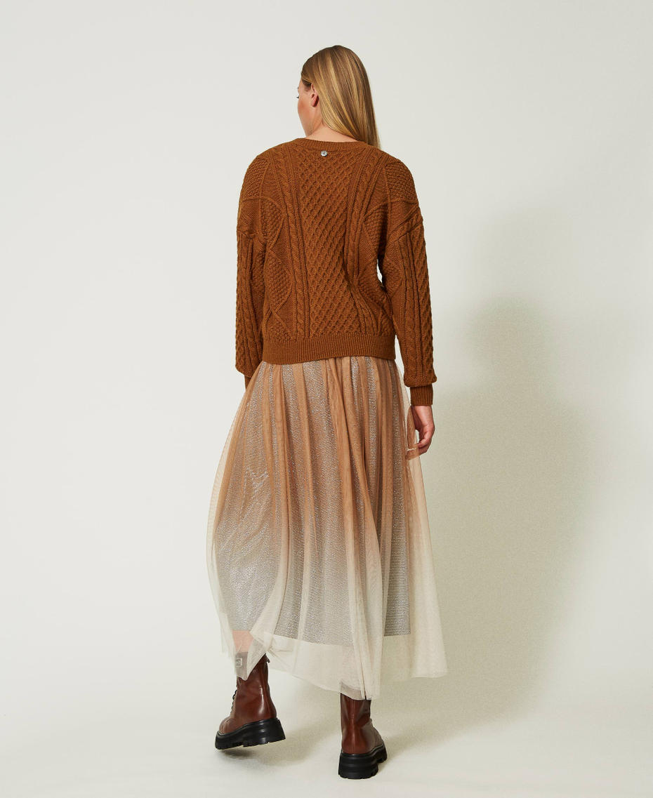 Fadeout print tulle skirt Irish Cream Hazelnut Woman 232AT2010_00790_03