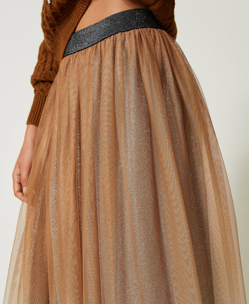 Fadeout print tulle skirt Irish Cream Hazelnut Woman 232AT2010_00790_04