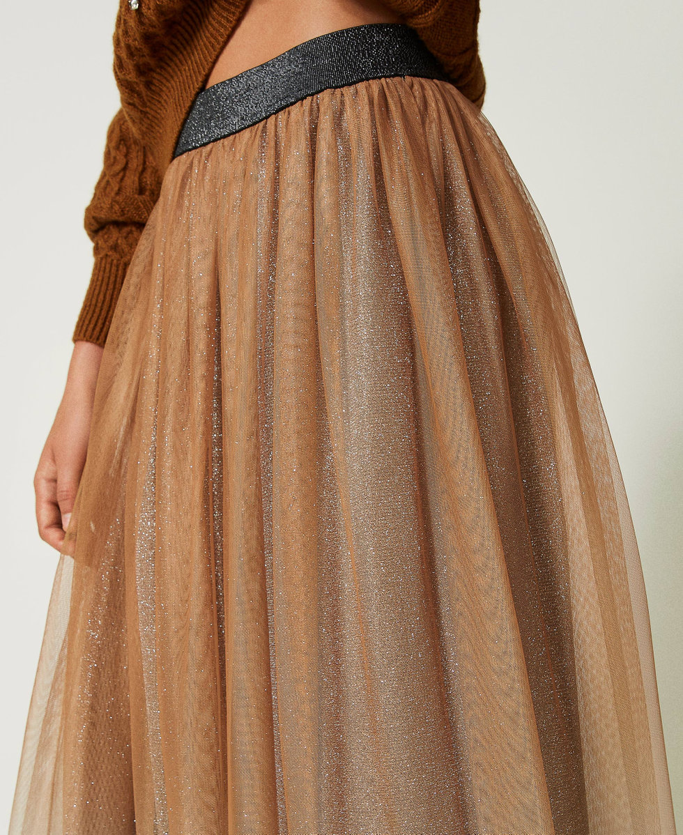 Gold tulle midi skirt on sale