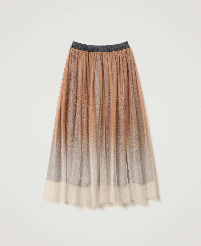 Fadeout print tulle skirt Irish Cream Hazelnut Woman 232AT2010_00790_0S