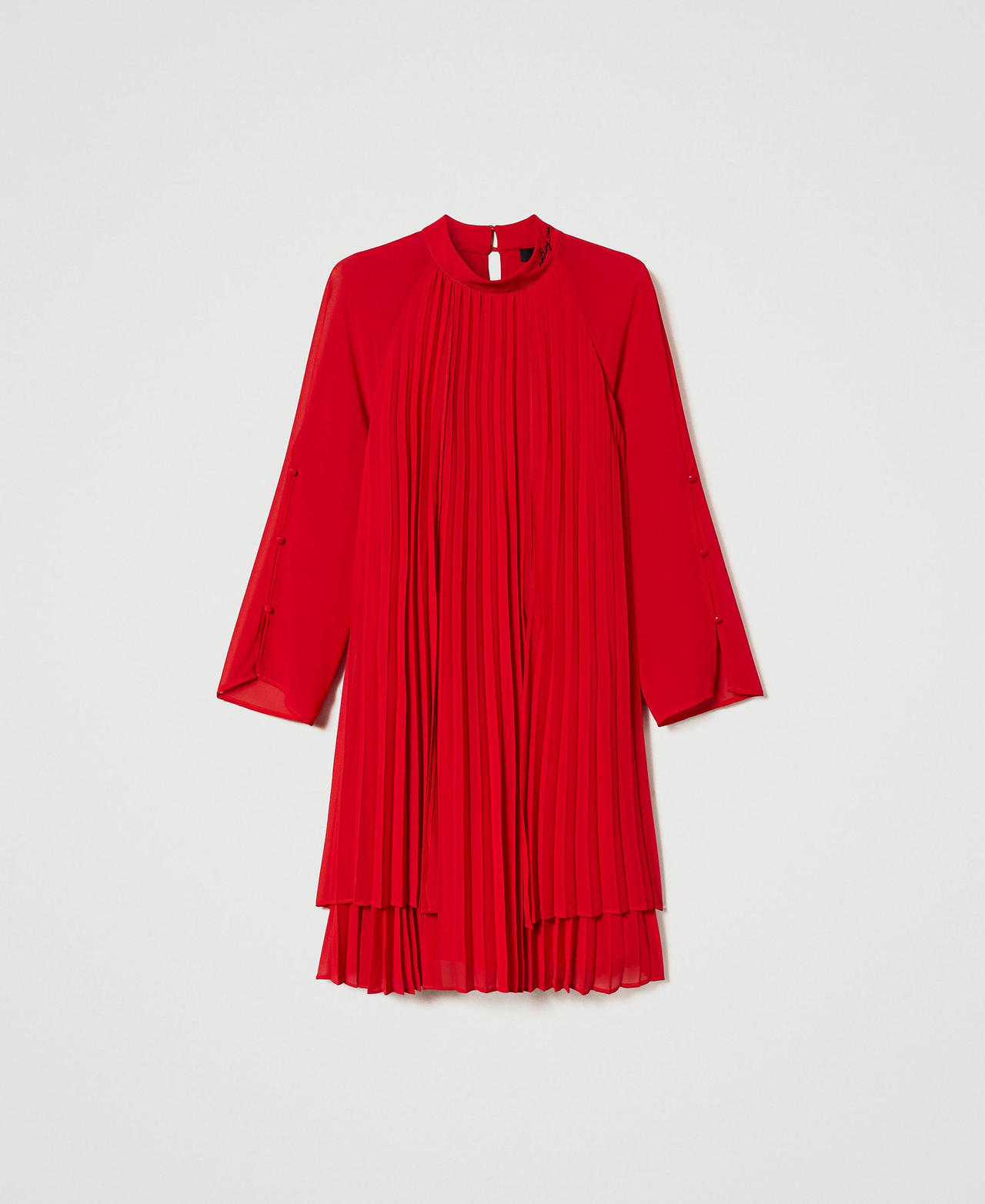 Short pleated georgette dress Woman Red TWINSET Milano