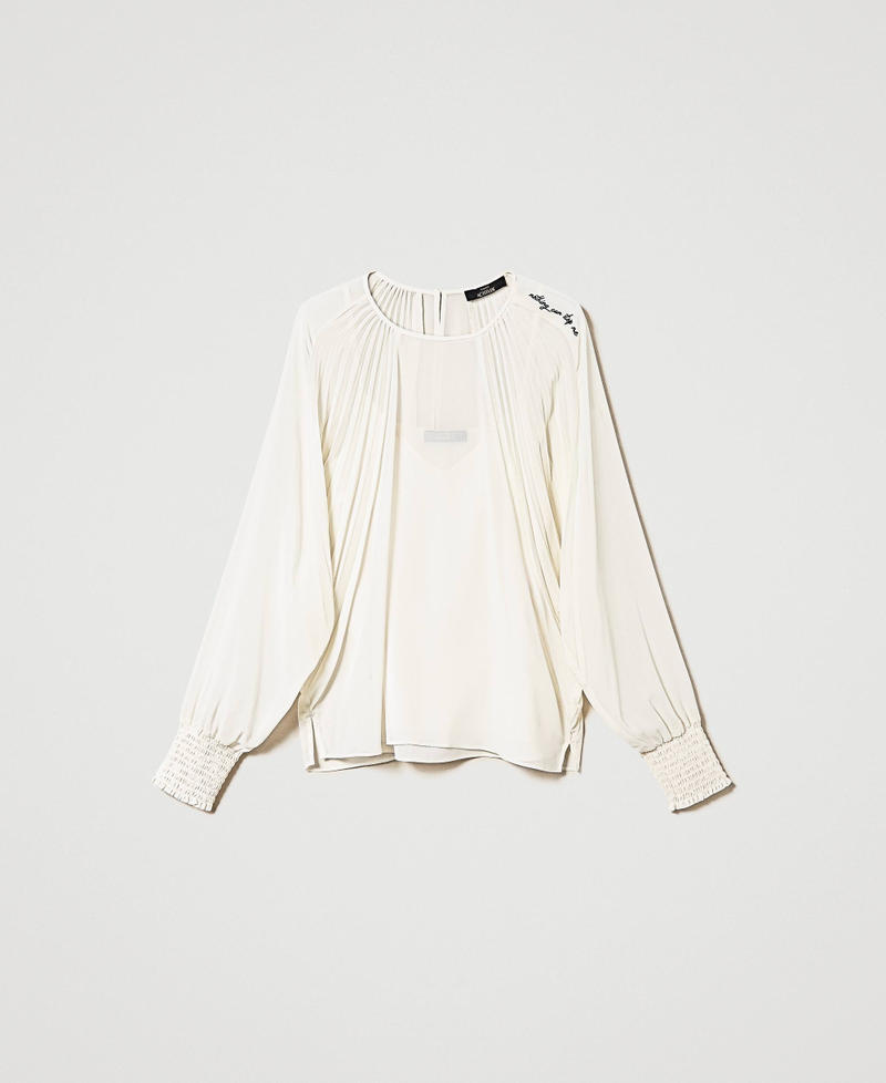Blusa in georgette plissé Bianco Neve Donna 232AT2021-0S