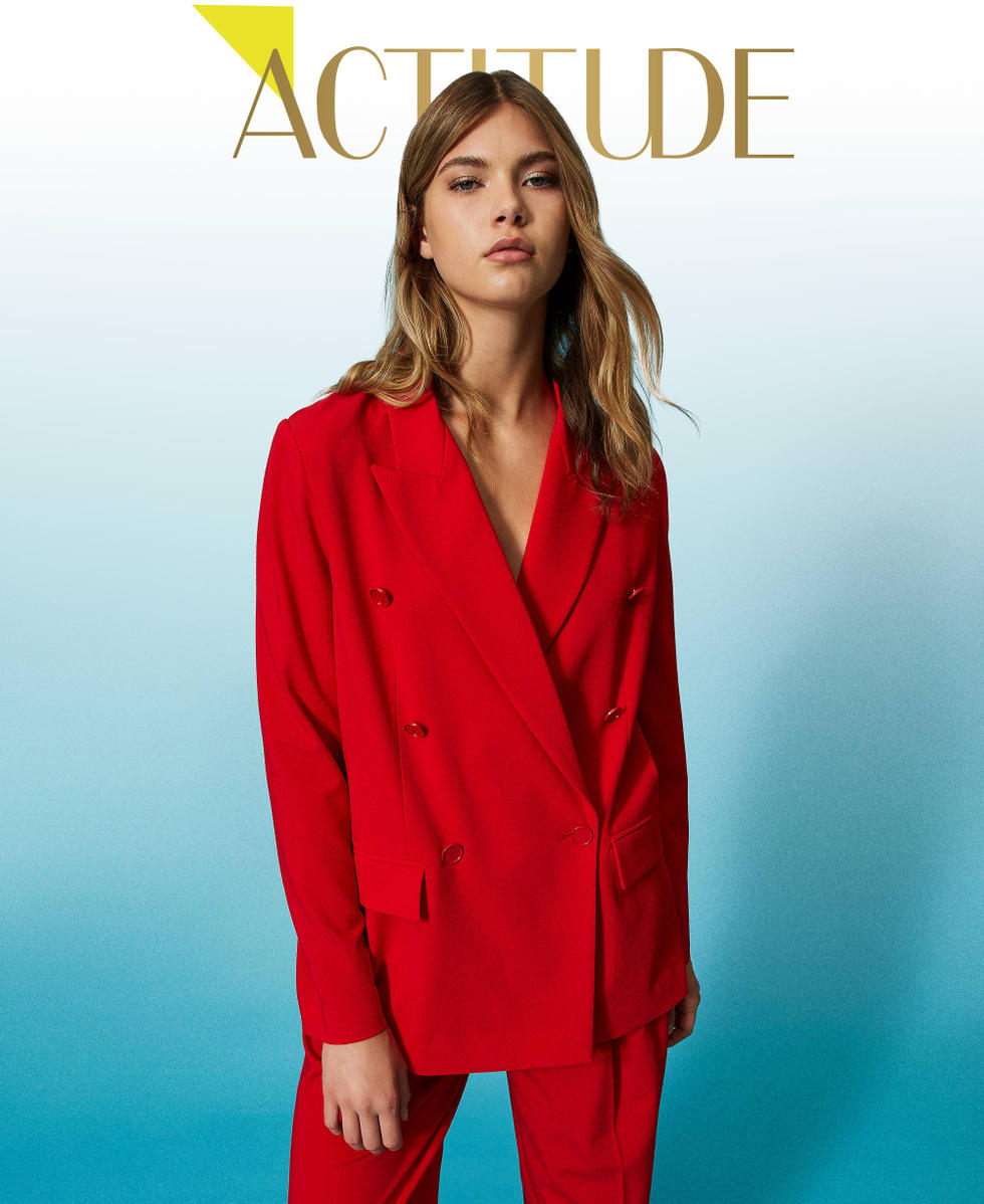 Giacca doppiopetto in twill tecnico Donna Rosso TWINSET Milano
