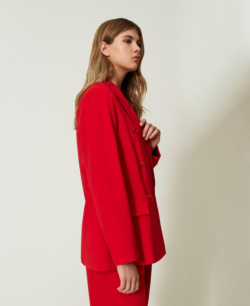 Technical fabric double breasted blazer "Geranium" Red Woman 232AT2031_00725_03