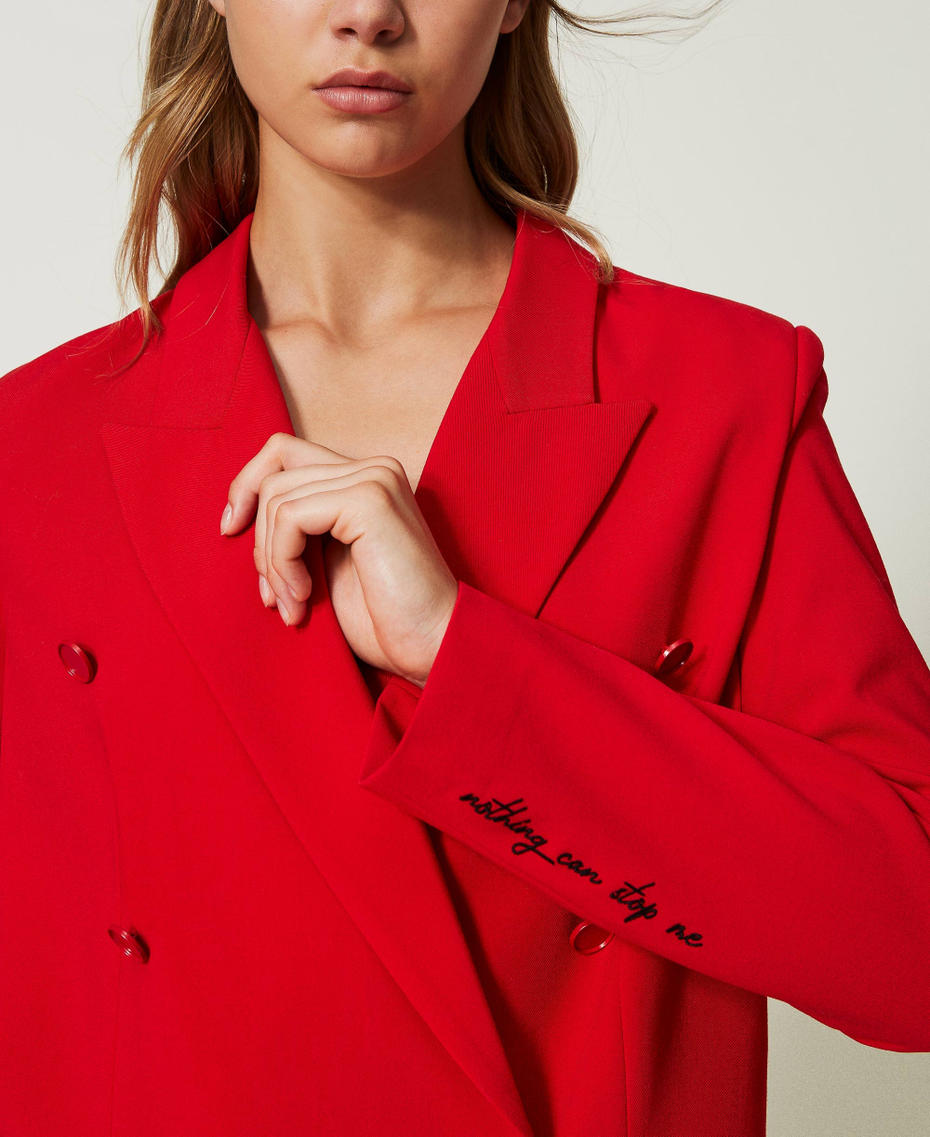 Technical fabric double breasted blazer "Geranium" Red Woman 232AT2031_00725_05