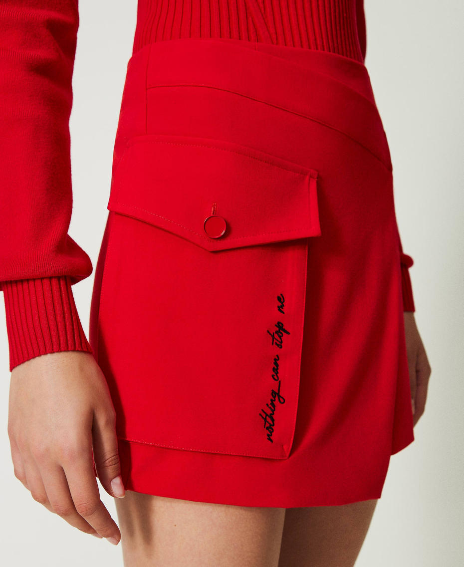 Mini-jupe en sergé technique Rouge « Géranium » Femme 232AT2032-04
