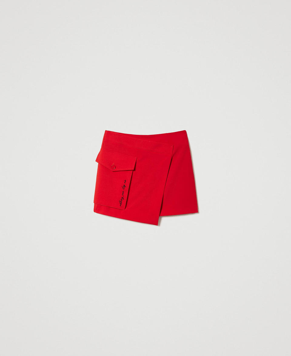 Technical twill miniskirt "Geranium" Red Woman 232AT2032_00725_0S