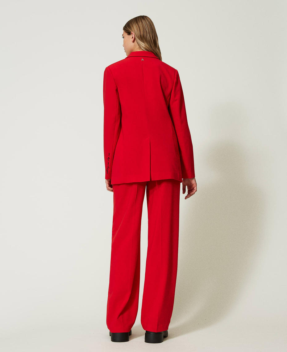 Technical twill palazzo trousers "Geranium" Red Woman 232AT2033-04