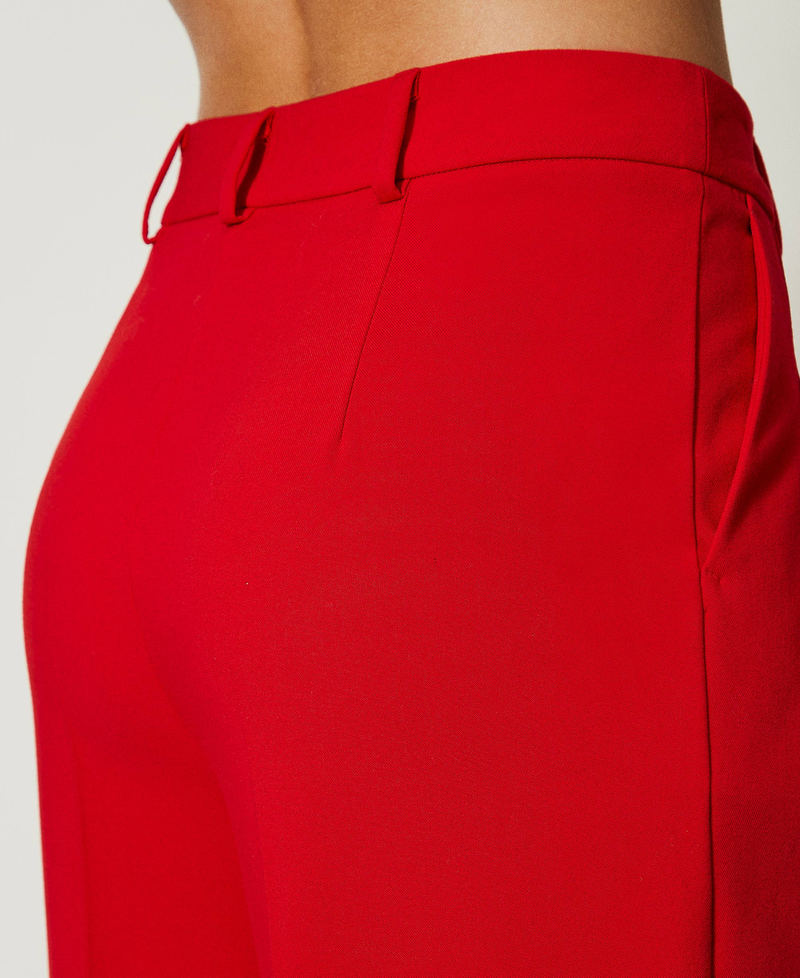 Pantaloni a palazzo in twill tecnico Rosso "Geranium" Donna 232AT2033-05