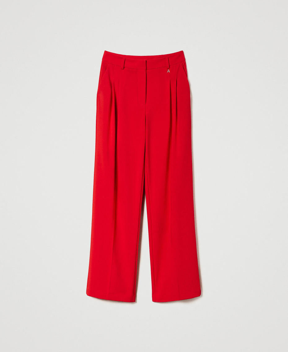 Technical twill palazzo trousers