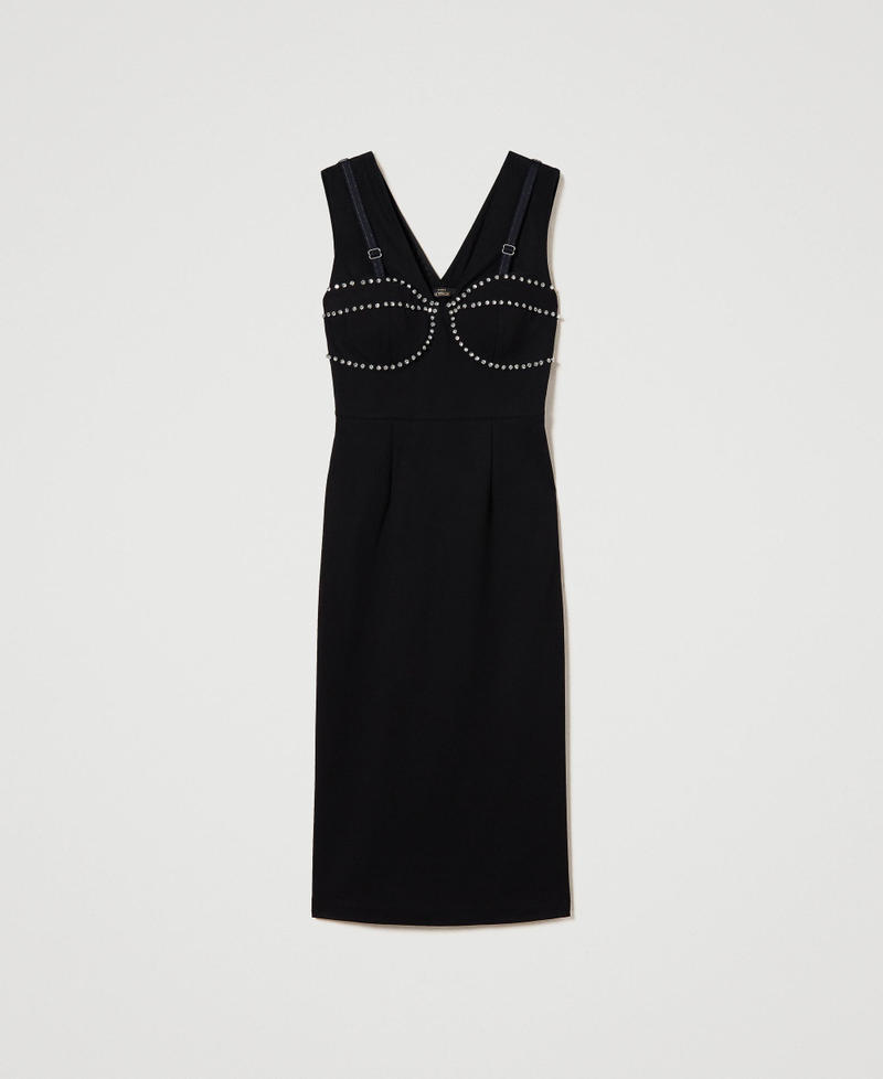 Платье миди с ручной вышивкой Черный женщина 232AT2041-0S
