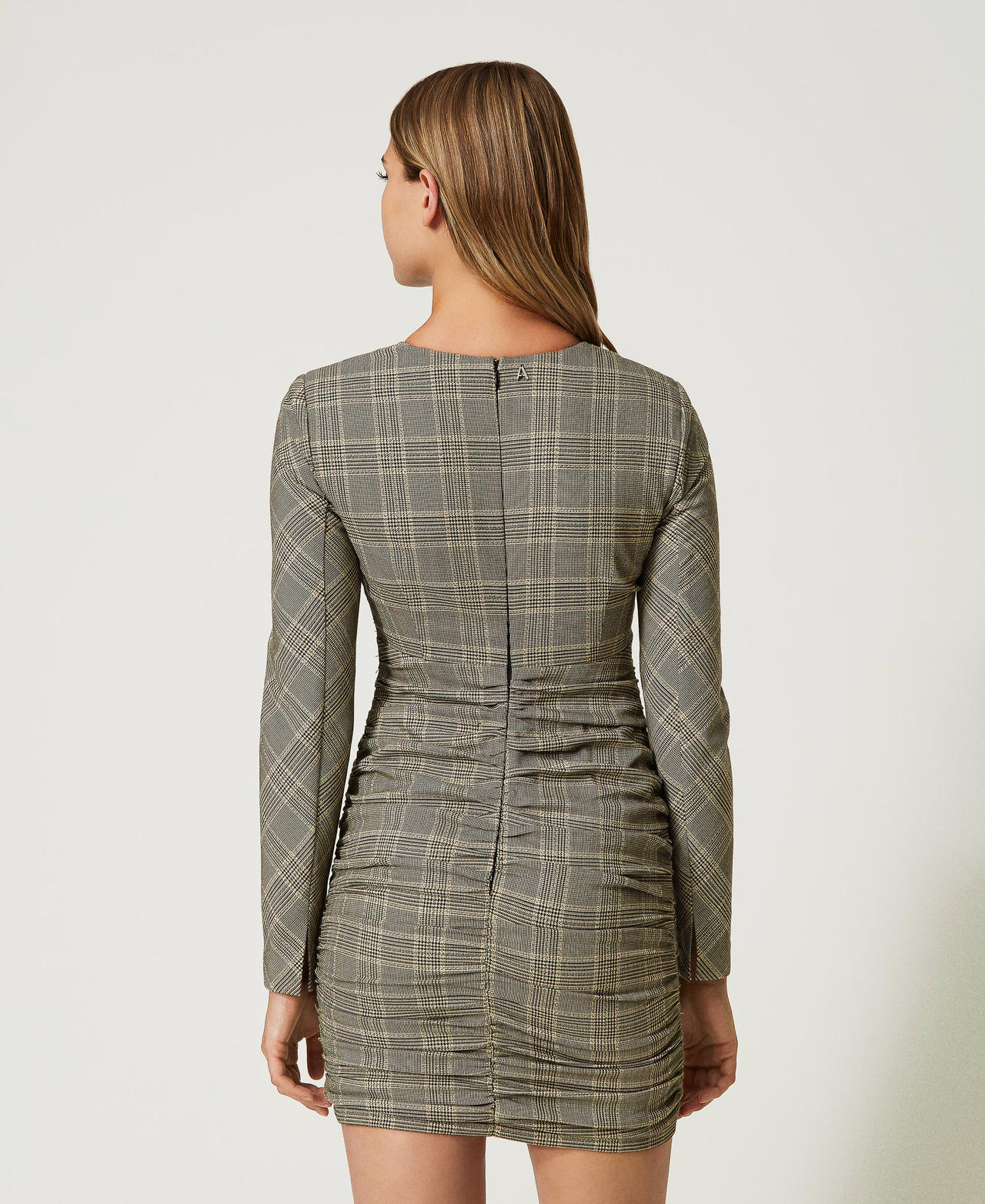 Short glen plaid dress Woman Grey TWINSET Milano