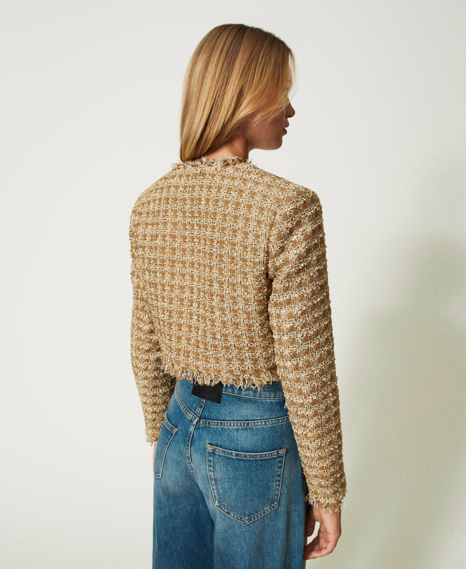Cropped bouclé jacket with lurex thread