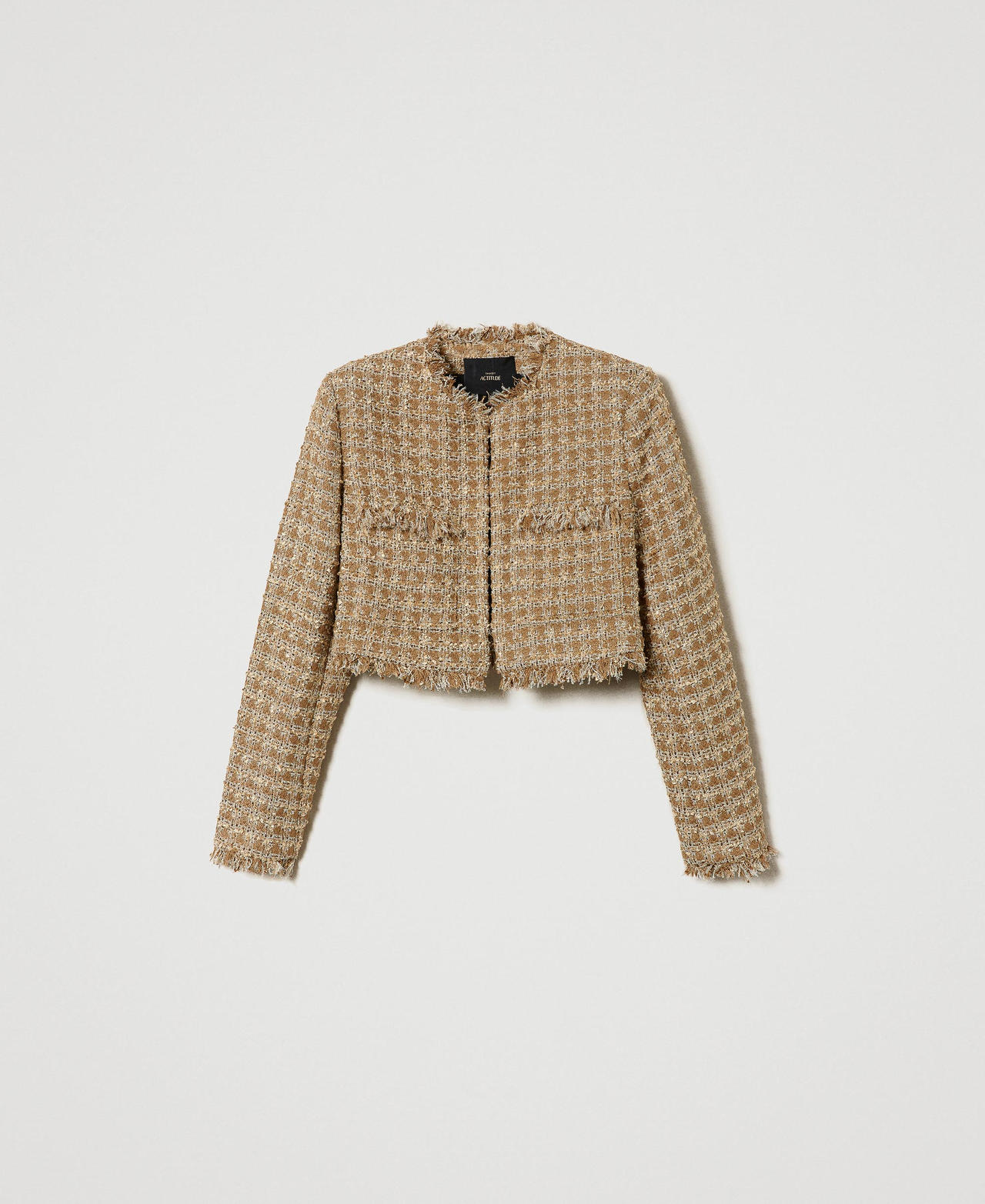 Cropped boucle jacket cheap