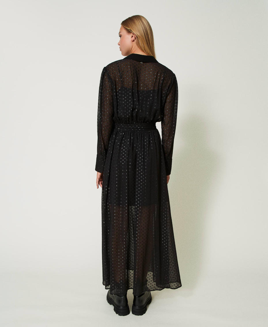 Robe longue en crêpe georgette fil coupé Noir Femme 232AT2122-04