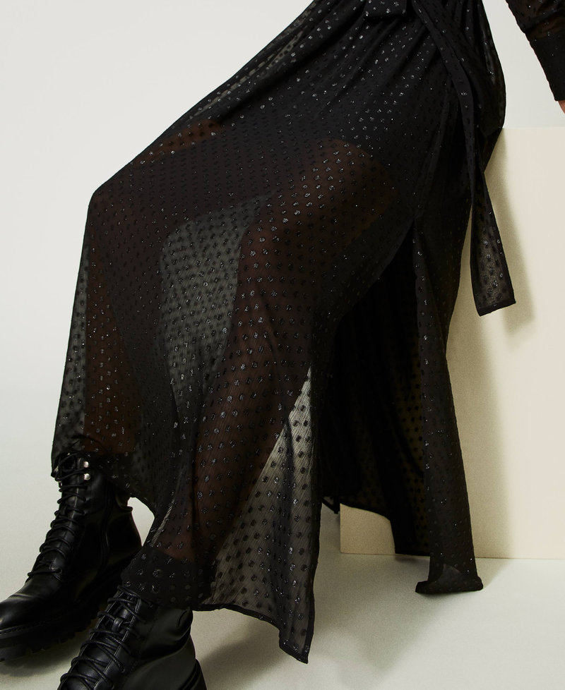 Robe longue en crêpe georgette fil coupé