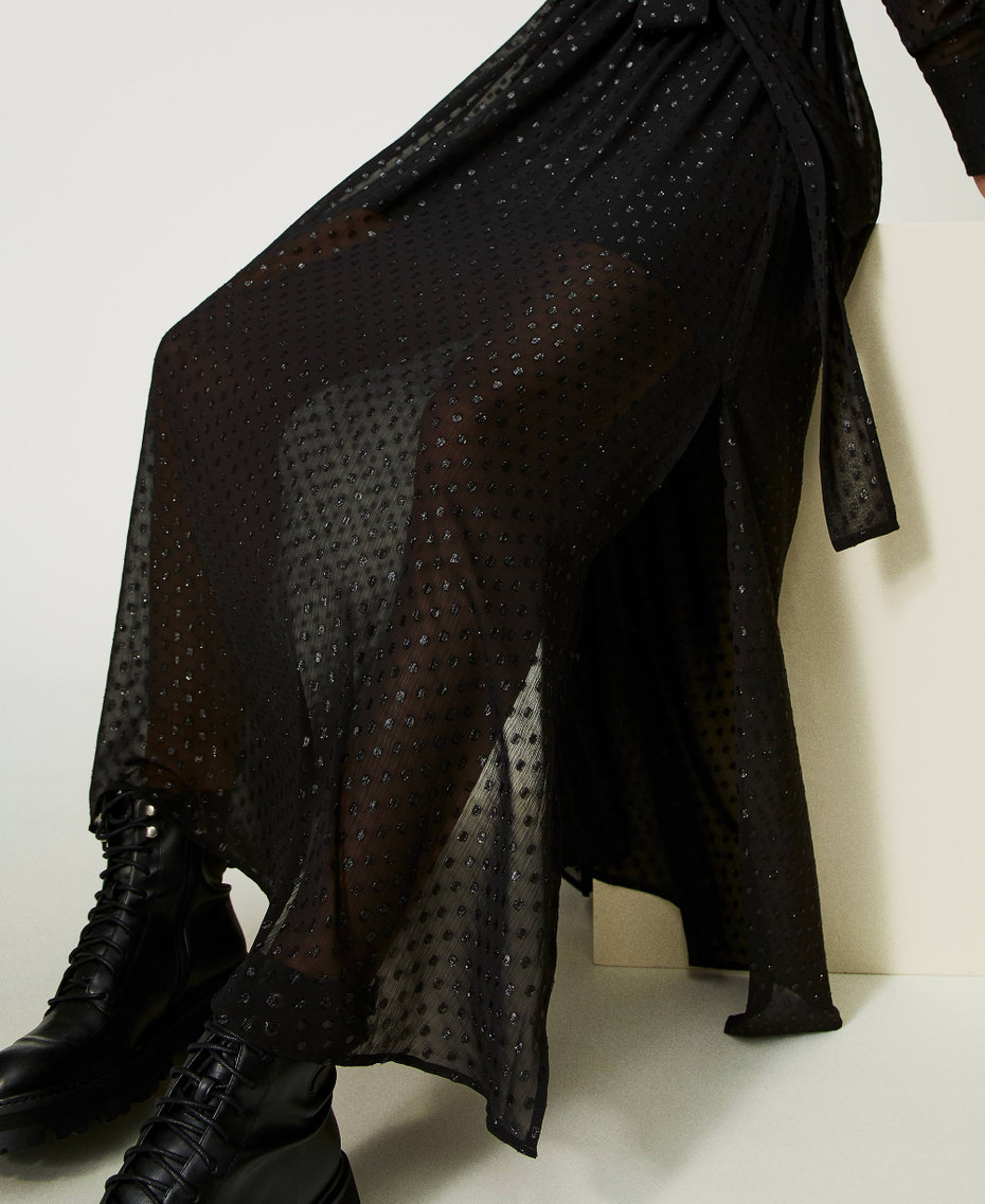 Long fil coupé georgette dress Black Woman 232AT2122-05