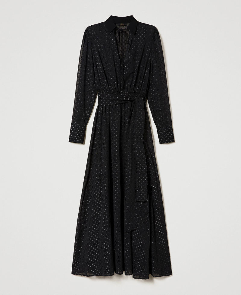 Robe longue en crêpe georgette fil coupé Noir Femme 232AT2122-0S