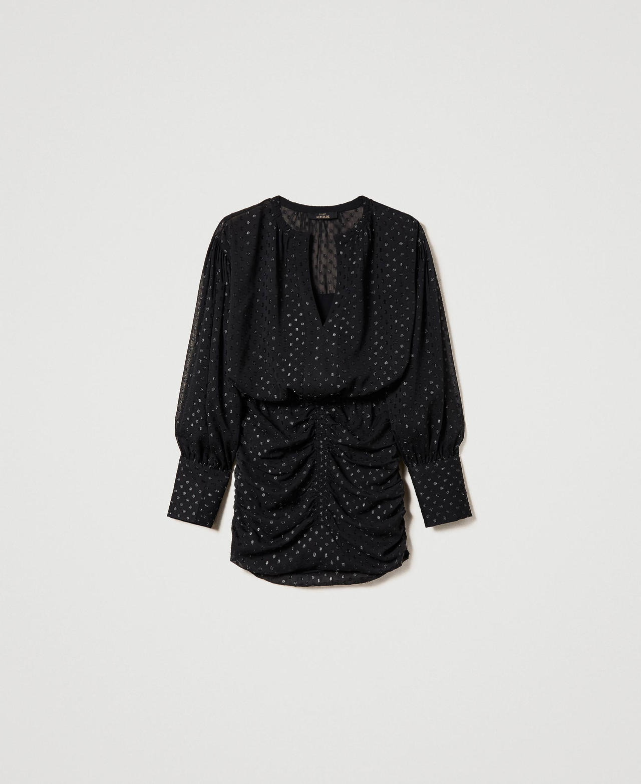 Robe courte en crêpe georgette fil coupé Noir Femme 232AT2123-0S