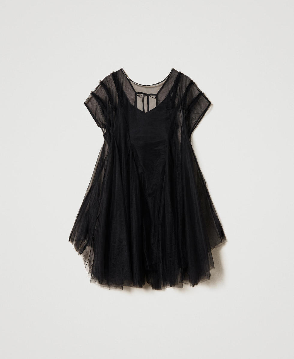 Short tulle dress with rhinestones