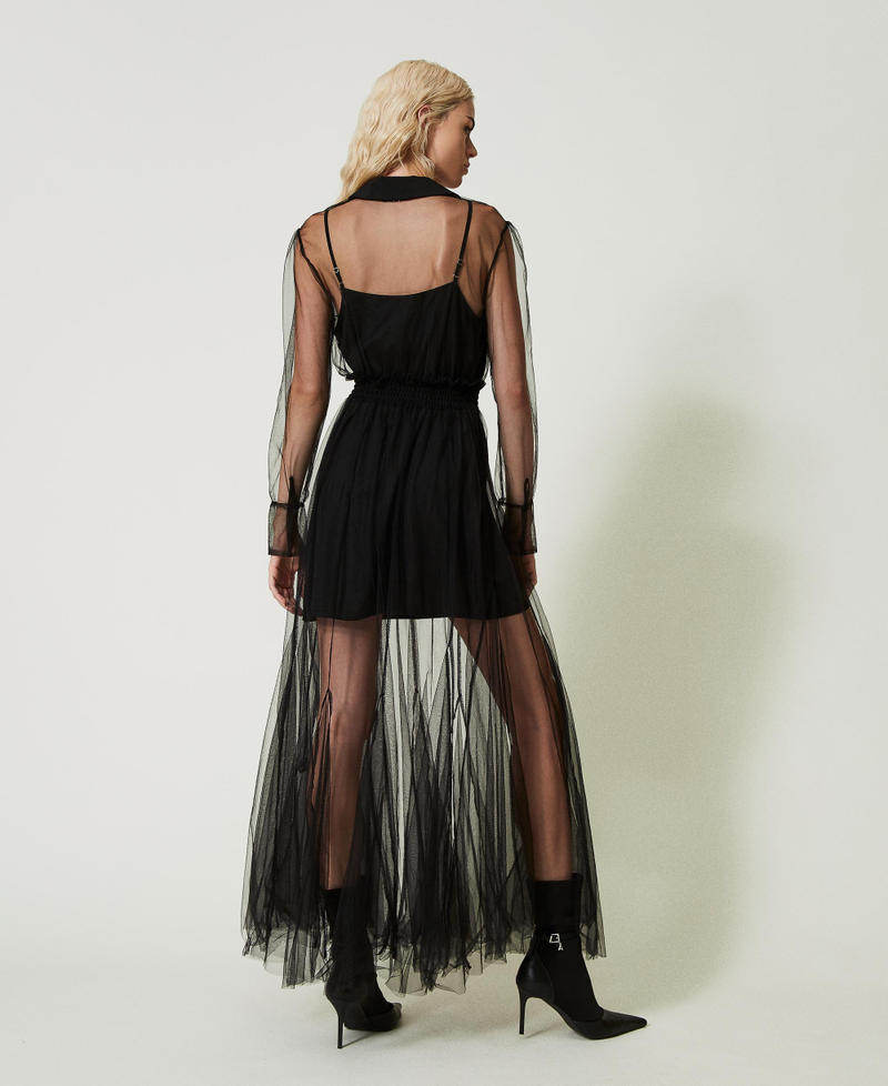 Long tulle dress Black Woman 232AT2143-04