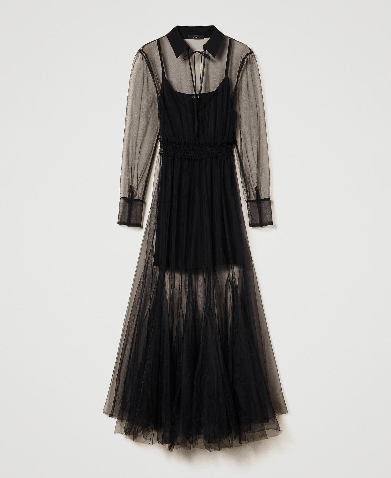 Long tulle dress Black Woman 232AT2143-0S