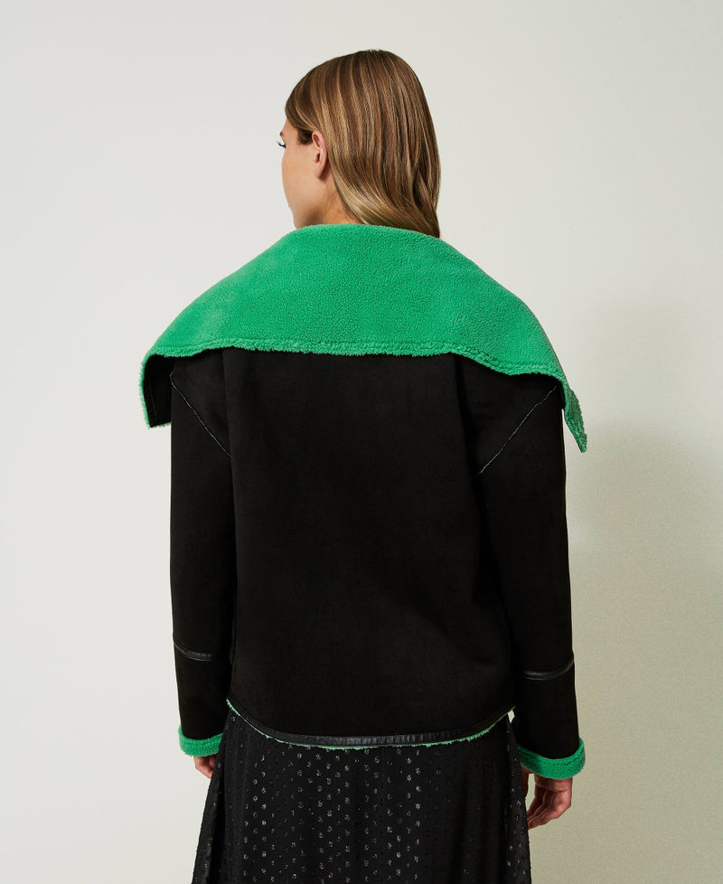 Double-breasted suede jacket