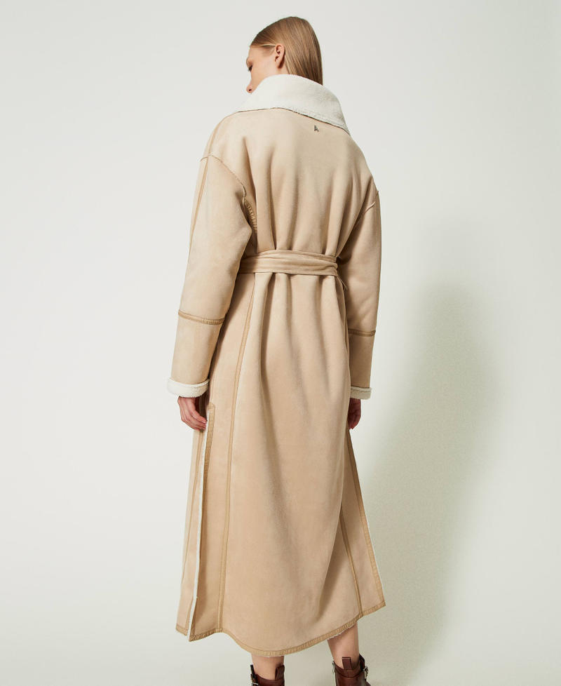 Suede-like long coat "Cream Grey" Beige Woman 232AT2161-04