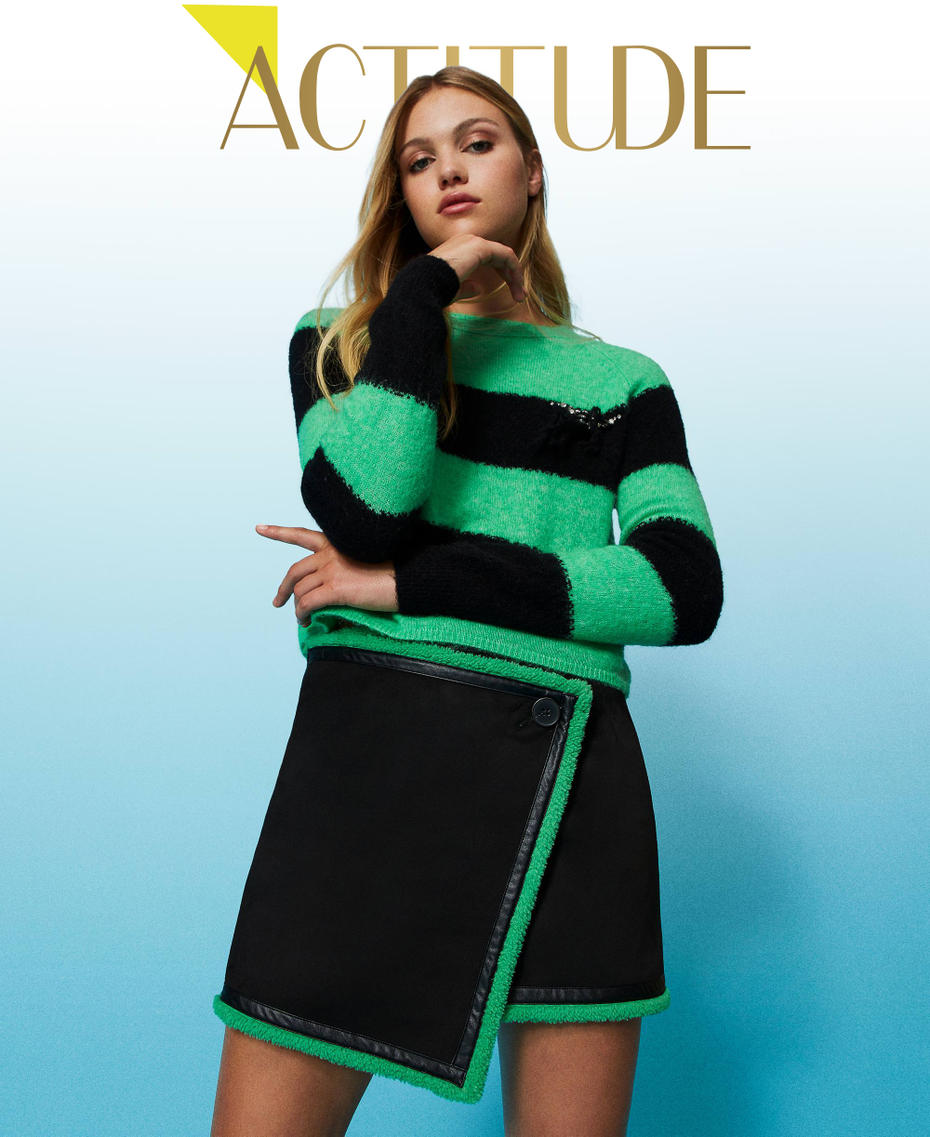 Suede-like wrap-around miniskirt