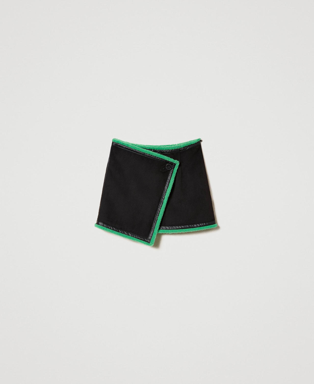Suede-like wrap-around miniskirt