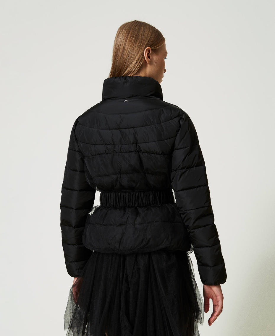 Short puffer jacket with tulle Black Woman 232AT2190-04