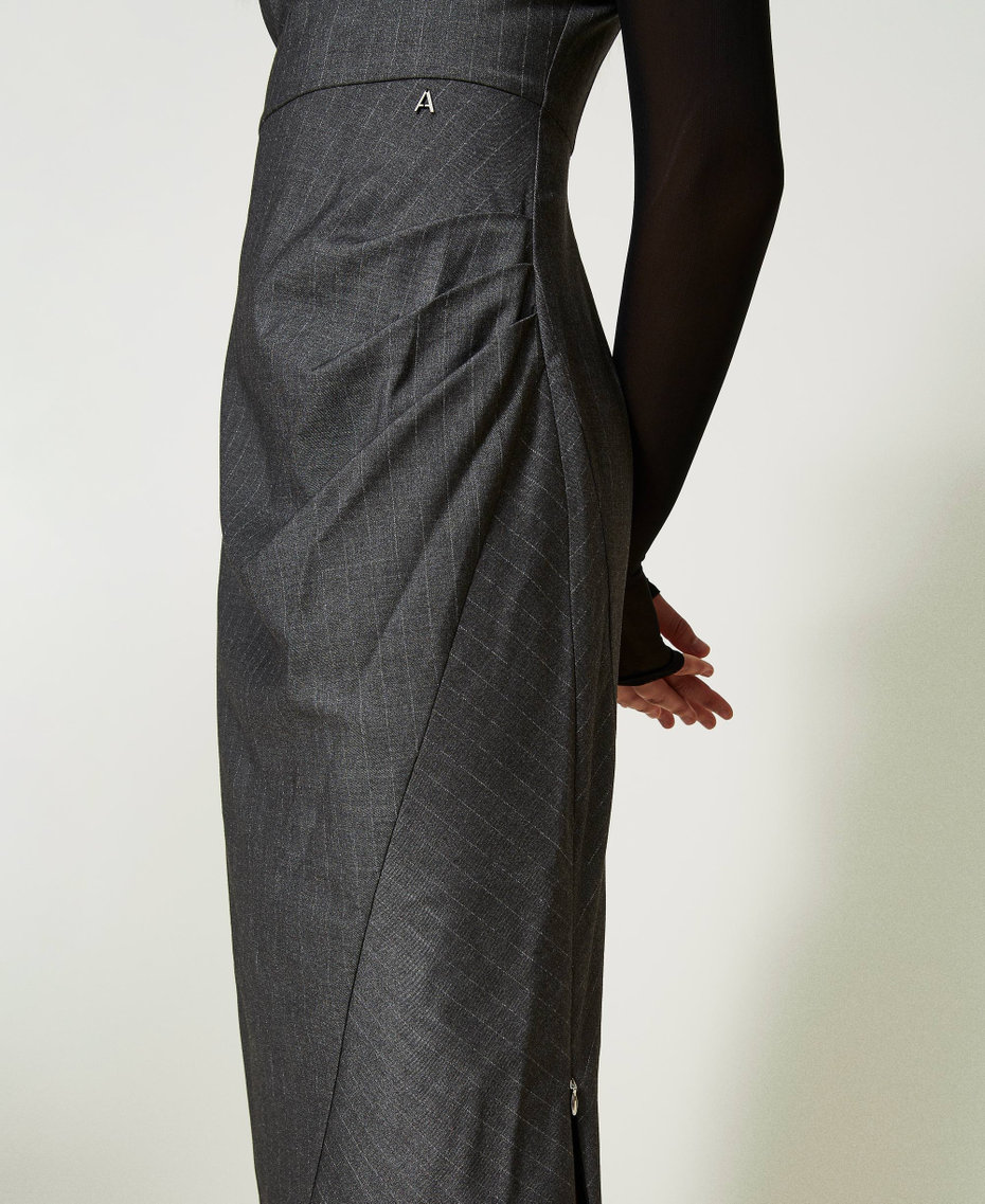 Robe midi rayée avec tulle