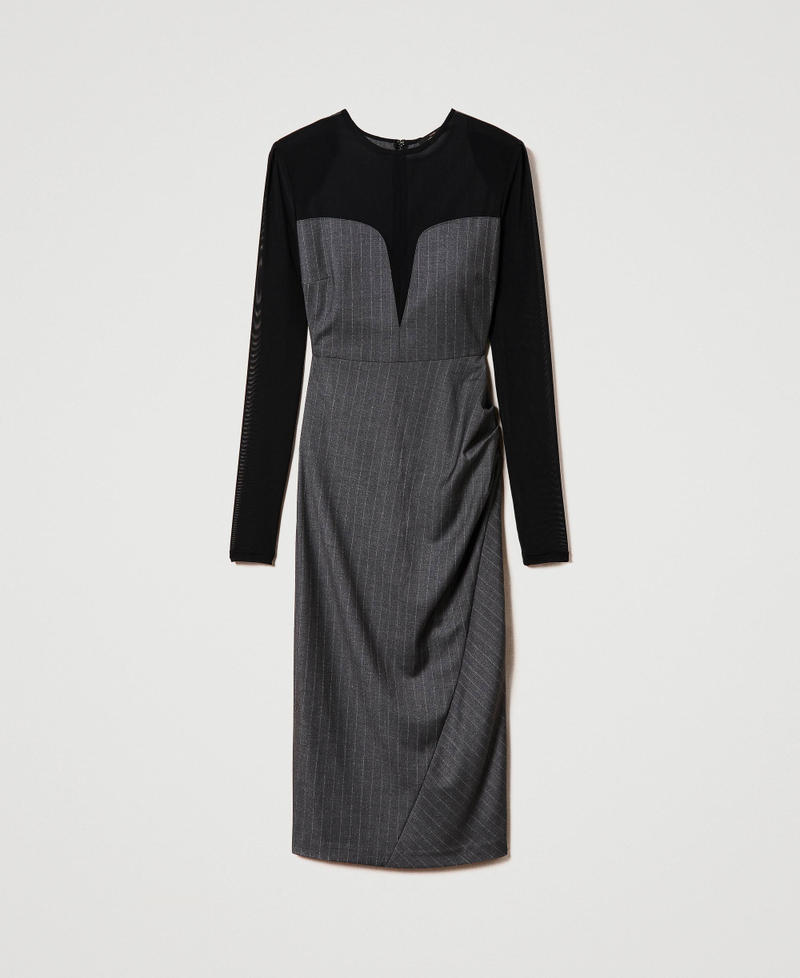 Robe midi ray&eacute;e avec tulle