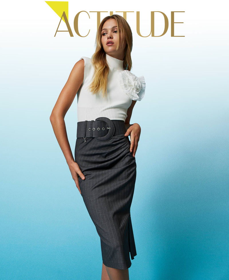 Pin stripe midi skirt