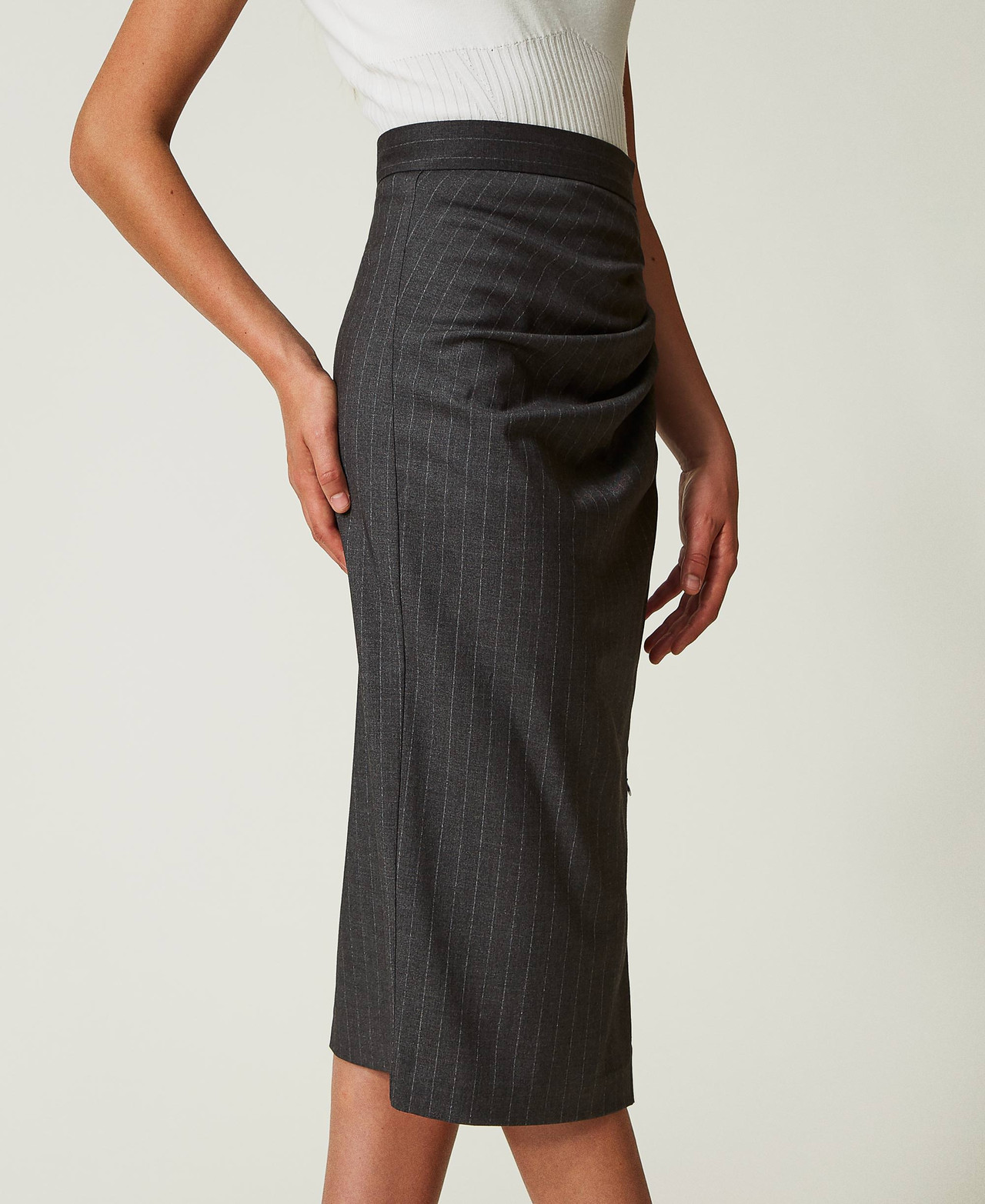 Jupe Mi-longue Rayée Bleu Et Blanc - Marque Autrement Vu - Taille 40 - Occasion Très Bon État