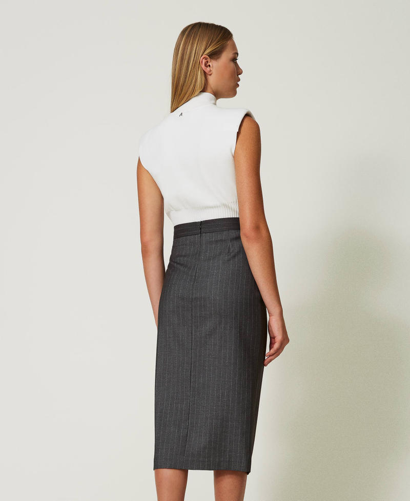 Pin stripe midi skirt