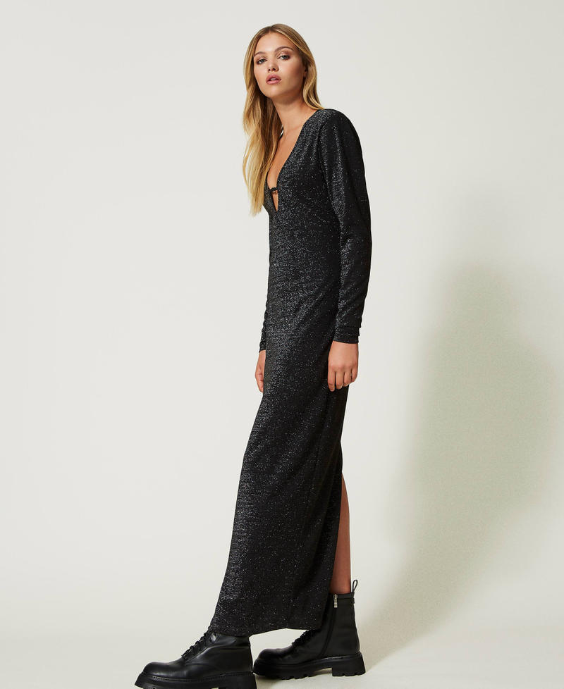 Long fitted lurex dress