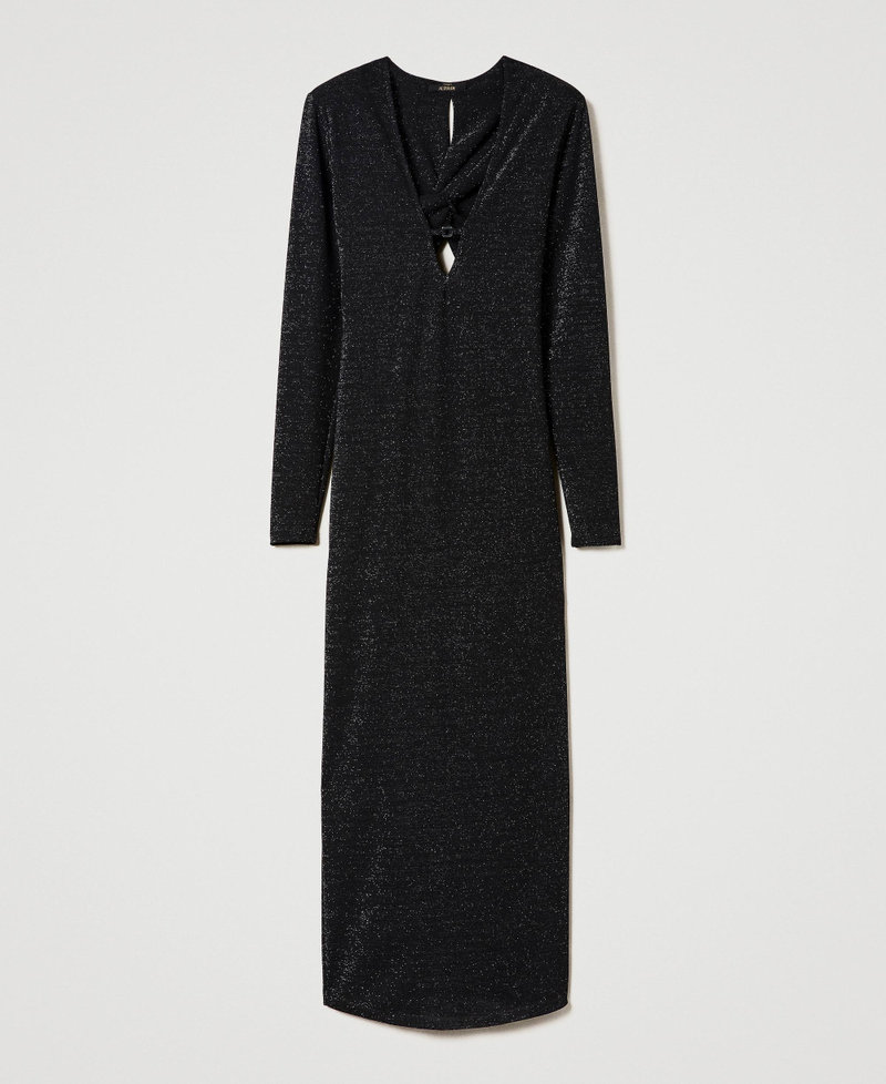 Robe longue ajustée en lurex Noir Femme 232AT2235-0S