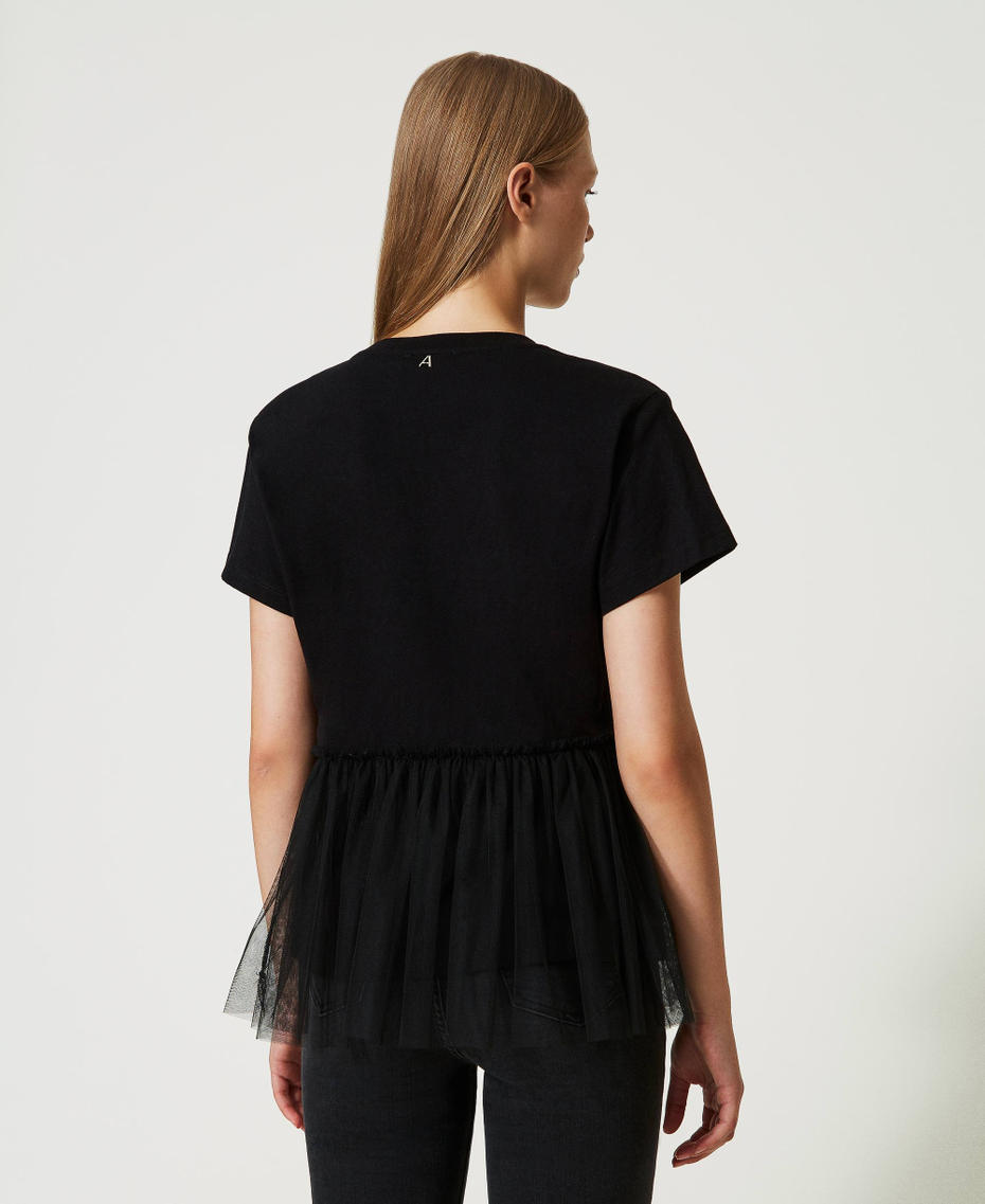 Tulle doubled t-shirt Black Woman 232AT2250-03