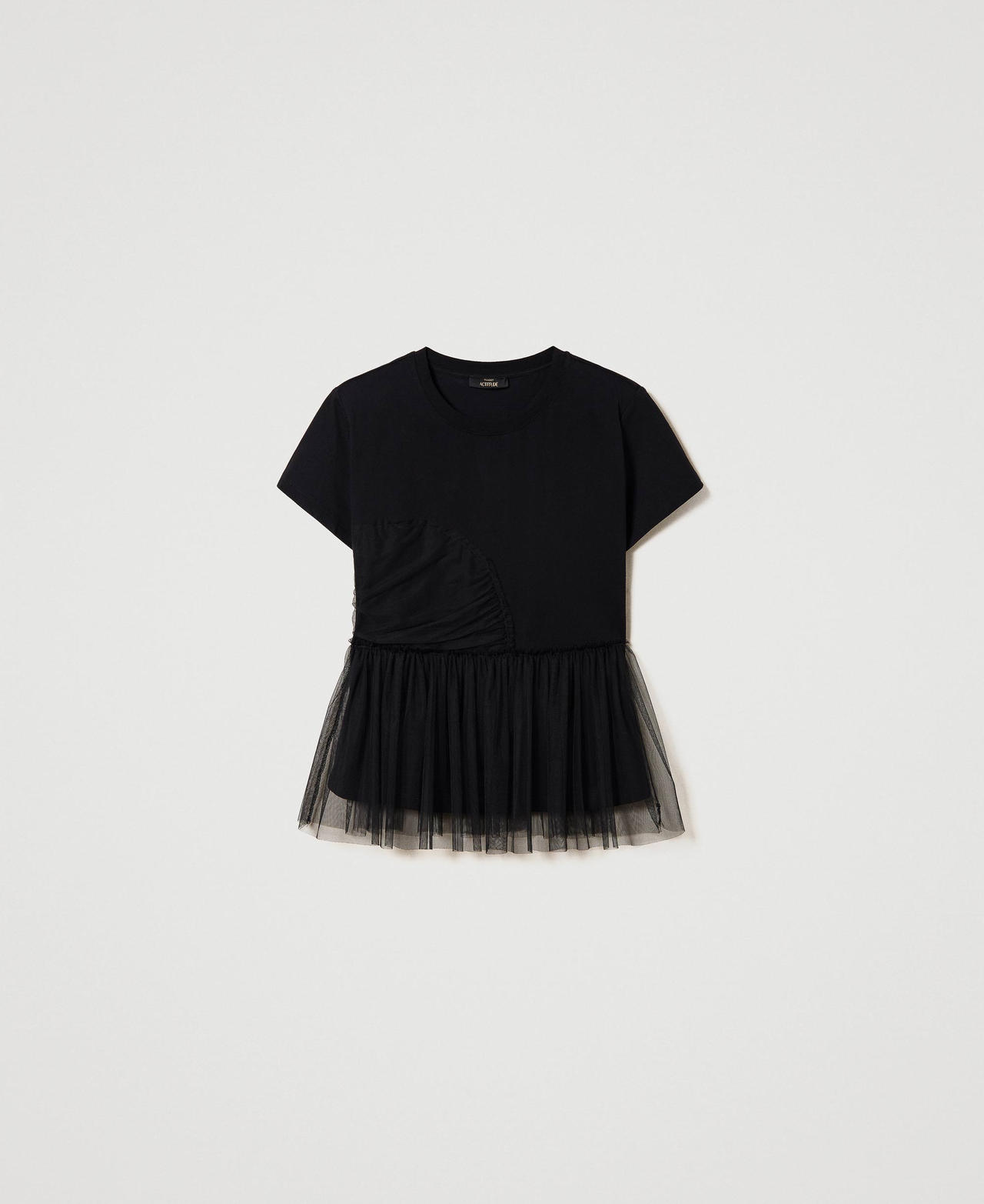 T-shirt doublé de tulle Noir Femme 232AT2250-0S