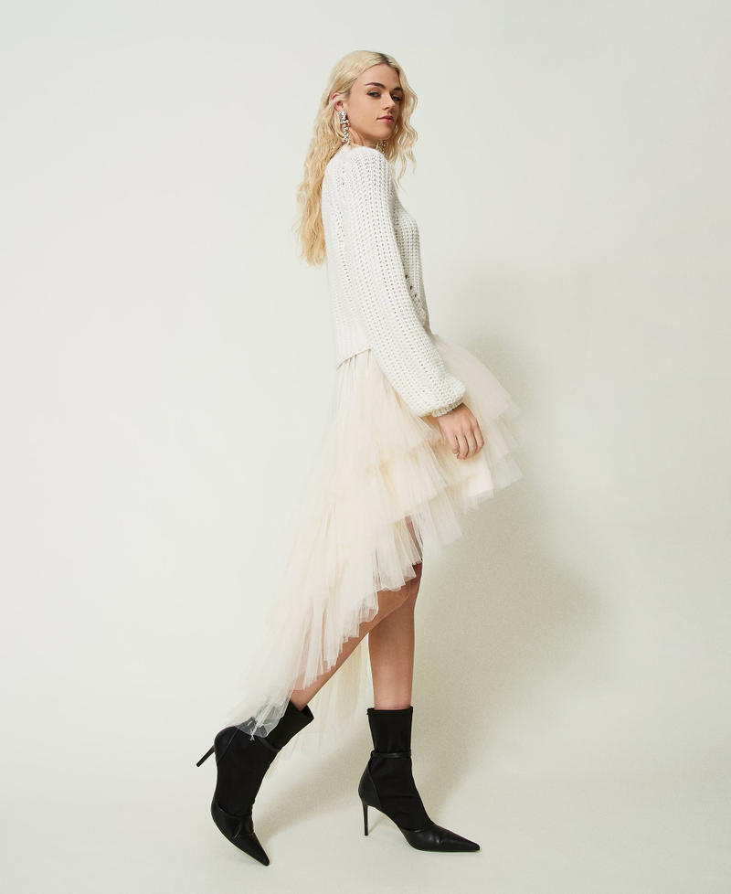 Asymmetric tulle skirt White Snow Woman 232AT2251_00282_03