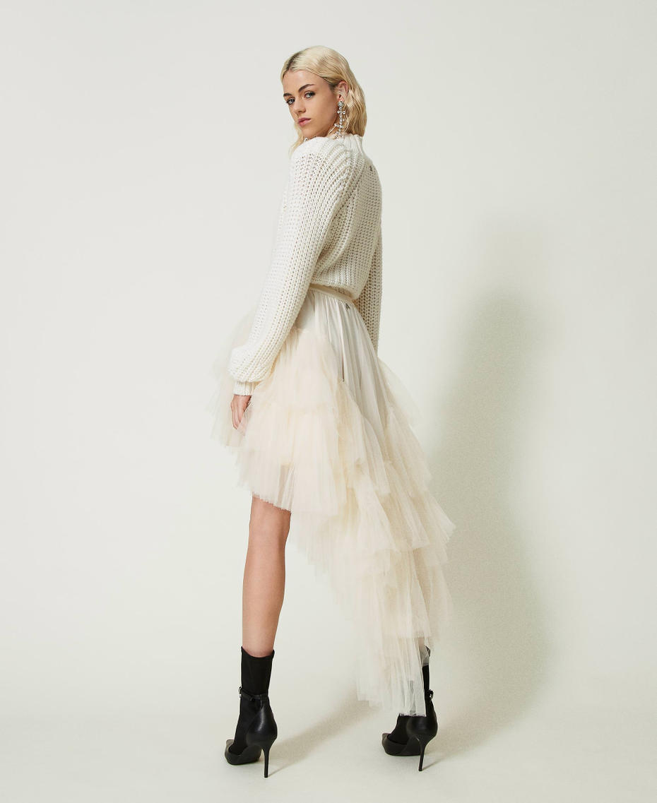 Asymmetric tulle skirt White Snow Woman 232AT2251_00282_04