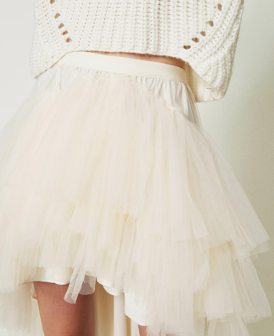 Asymmetric tulle skirt White Snow Woman 232AT2251_00282_05