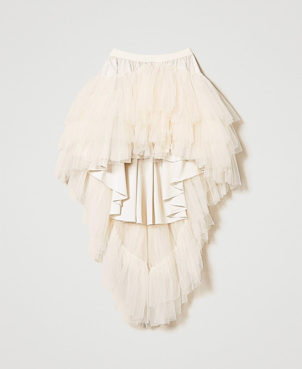 Asymmetric tulle skirt White Snow Woman 232AT2251_00282_S0
