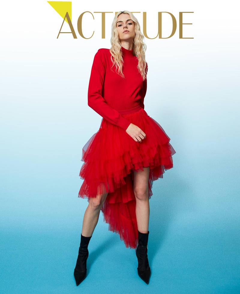 Jupe asymétrique en tulle Femme, Rouge | TWINSET Milano