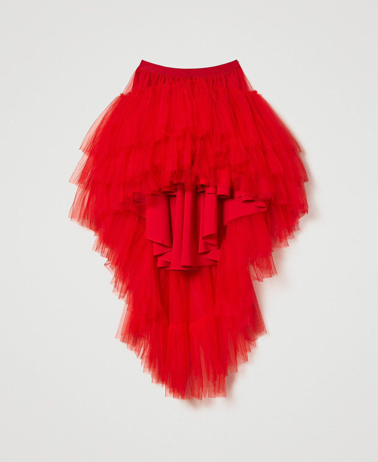 Jupe asymétrique en tulle Rouge « Géranium » Femme 232AT2251-0S